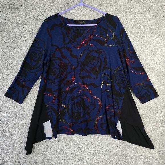 Liv by Habitat Women Asymmetrical‎ Top Size Small Abstract Artsy Minimal Layer - Picture 1 of 12